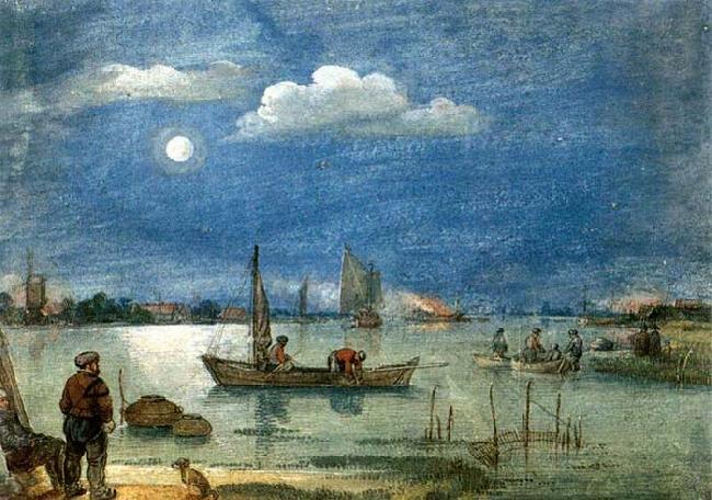AVERCAMP, Hendrick Fishermen by Moonlight oil painting image